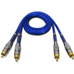 Cabo Rca 1 Metro Blindado Tech One Svart Azul 1m Dupla Blindagem Som Carro Residencial Universal