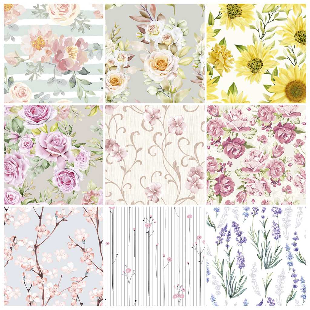 Papel de Parede Autoadesivo Floral Rosa Girassol Ramos Natureza Decoração Delicada Quarto Sala 10m