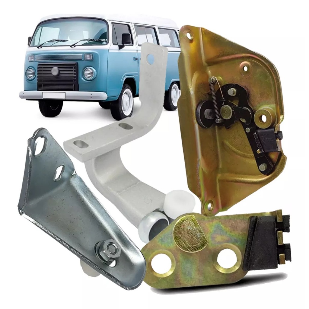 Kit Fechadura Batente Guia Porta Meio Correr Kombi Carat 1997 1998 1999 2000 2001 2002 2003 2004 2005 2006 2007 2008 2009 2010 2011 2012 2013