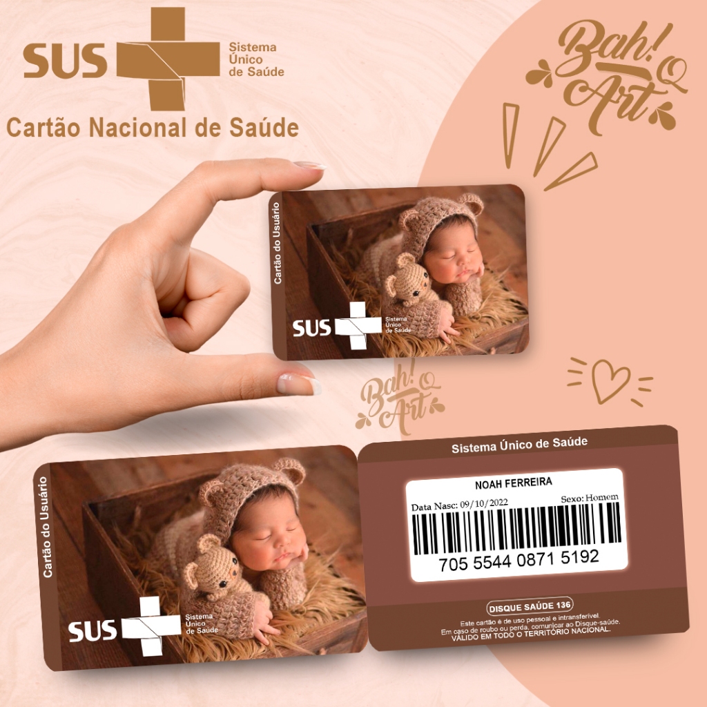Cartão SUS Personalizado de PVC Com foto em Oferta na Shopee