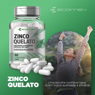 Zinco Quelato Puro Concentrado 29,59Mg Por Cápsulas 60Cáps 2 Meses Tratamento Ecomev em Oferta na Shopee