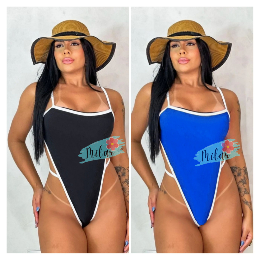 Body Maiô Mel Maia Cavado Fio Dental Maiô feminino Cavado Costa Nua tiras e Alças Suplex