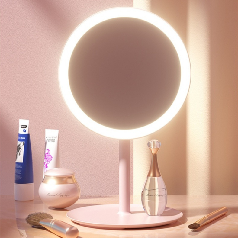 Espelho Para Maquiagem Touch Mesa Inteligente Com 3 Cores de Luz Led Portátil Dobrável Ajustável