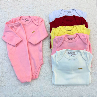 Kit 6 Peças Bebe Conjunto Meia Estação Confortável Body e Mijao Menino Menina 3 Body e 3 Mijao