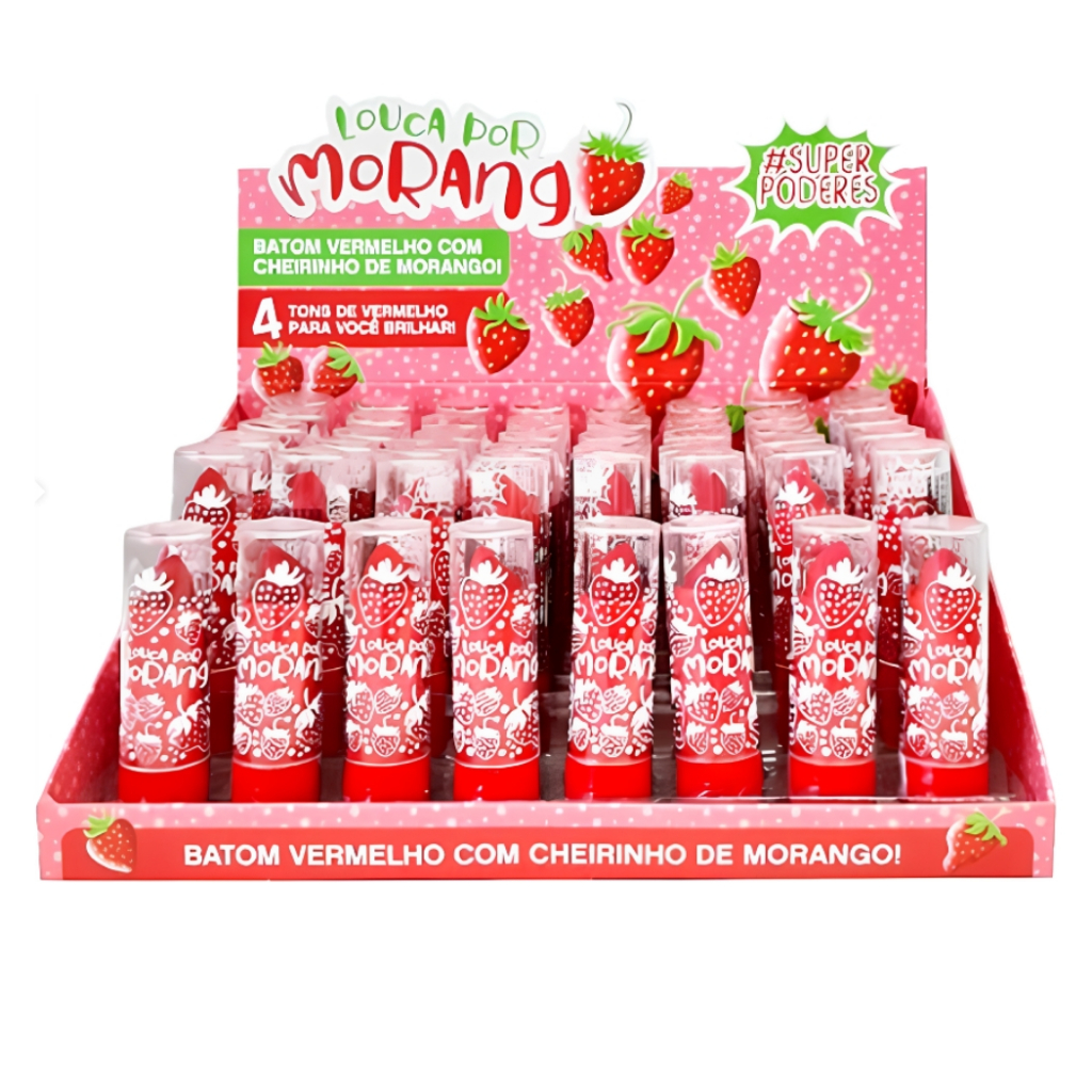Box Batom Louca Por Morango C/48 Unidades Super Poderes - SP710
