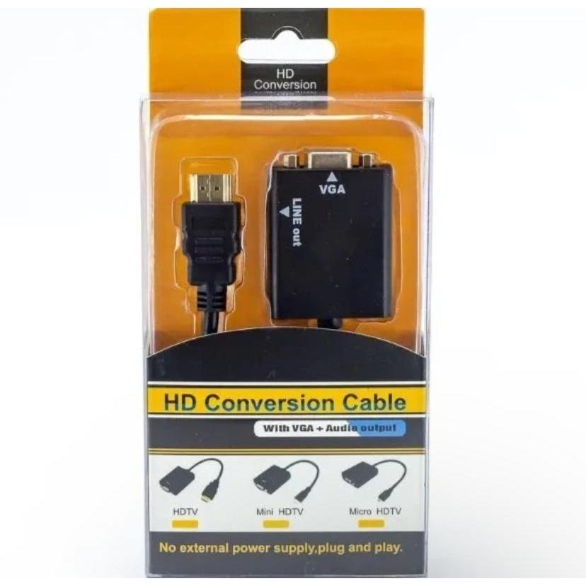 Adaptador Hdmi Para Vga Hd Conversion Cable saída de áudio FANG