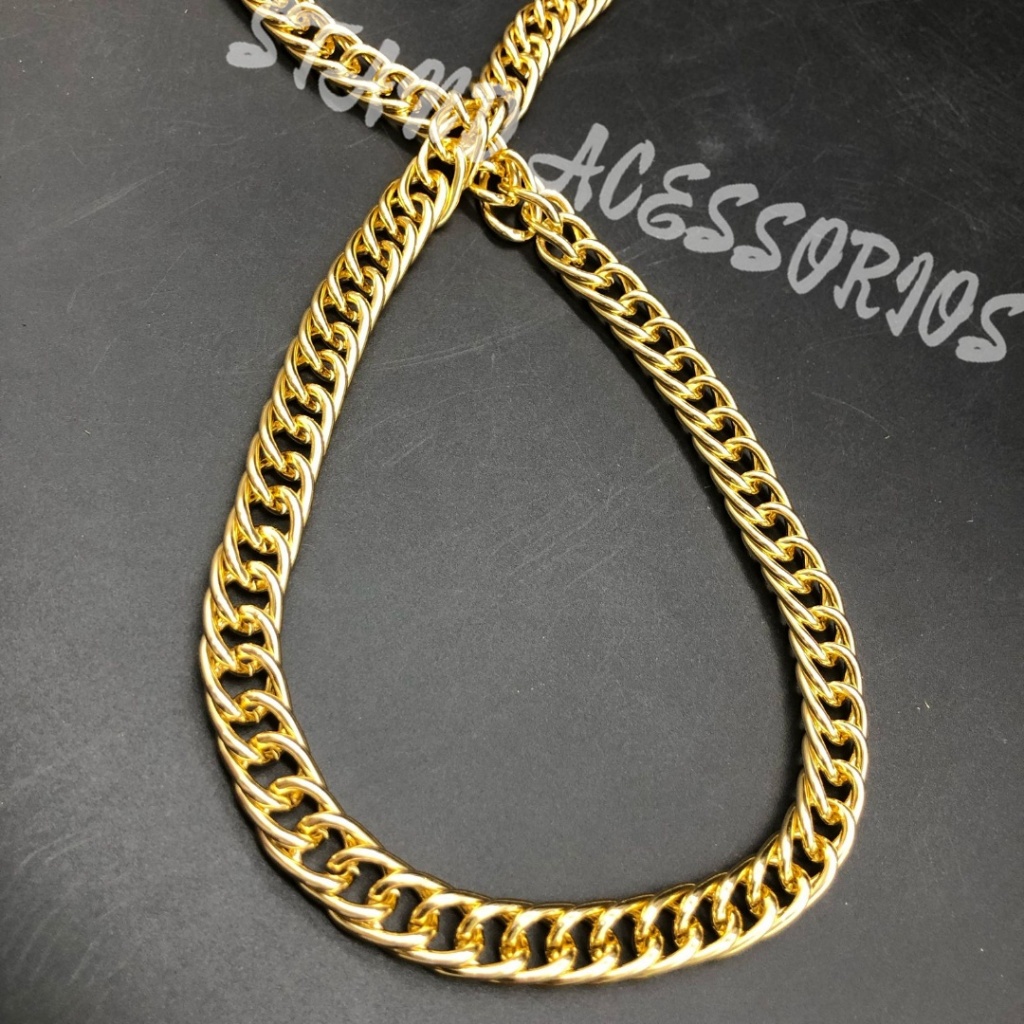 Corrente em Alumínio - 5/10 Metros Tamanho 10x10.5mm Dourado/Prata