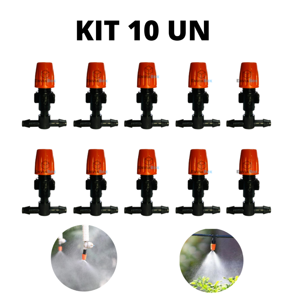 Kit 10 Peças Bico Nebulizador Aspersor Irrigação Ajustável jardim hortas plantas