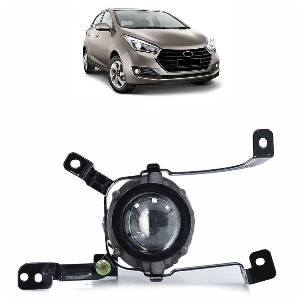 Farol Milha Auxiliar Hb20 2016 2017 2018 Carcaça Metálica Lente Projetor Vidro em Oferta na Shopee