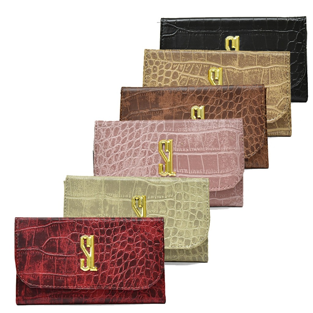 Carteira Feminina Croco - Feita à Mão em Couro Ecológico em Oferta na Shopee