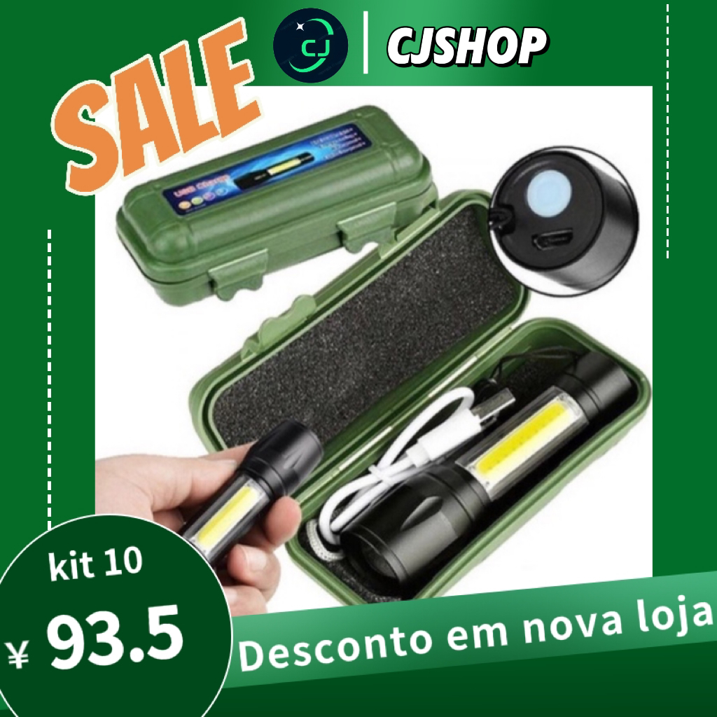 Kit 10 De Mini Lanterna Tatica Com Led E Zoom Recarregável Usb Envio Rápido em Oferta na Shopee