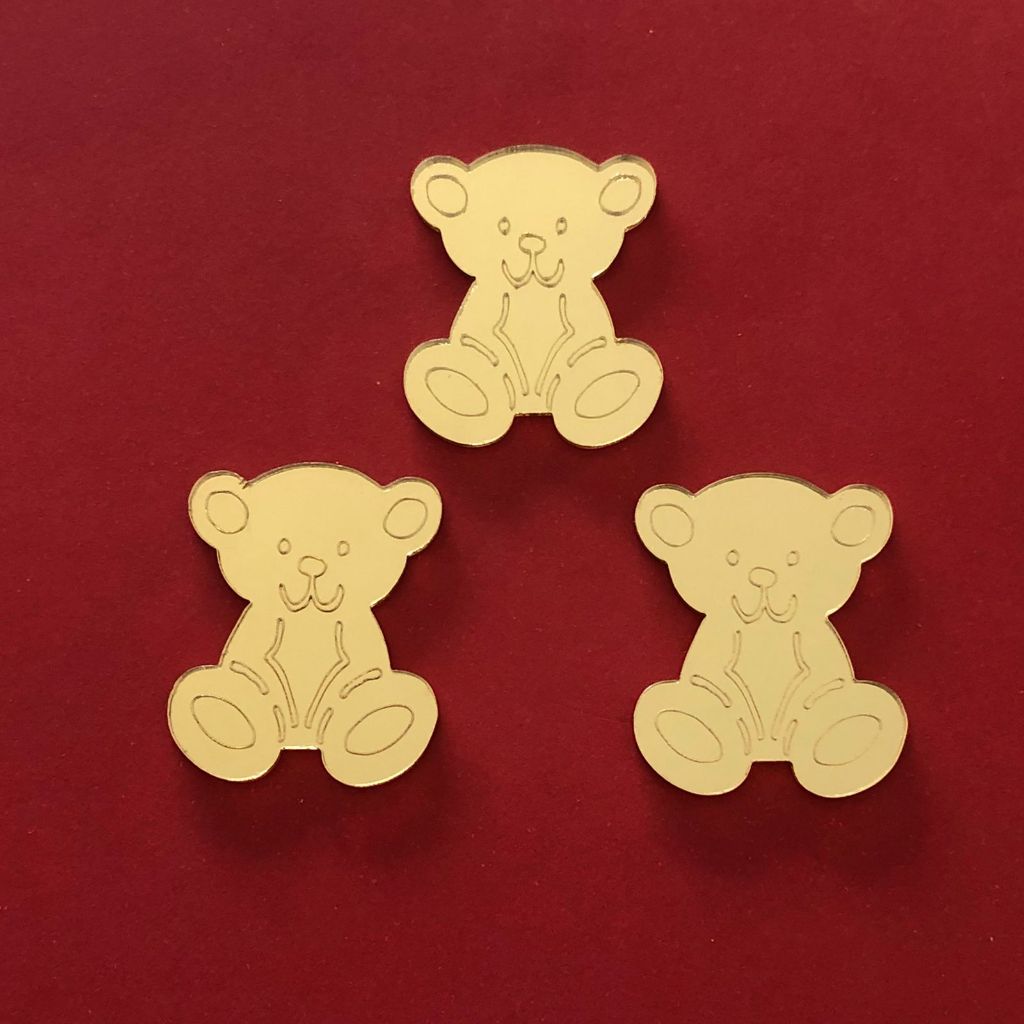 Aplique em Acrílico Ursinho   Espelhado  4cm Kit com 10 Unidades - Lembrancinhas, personalizados e artesanato em geral