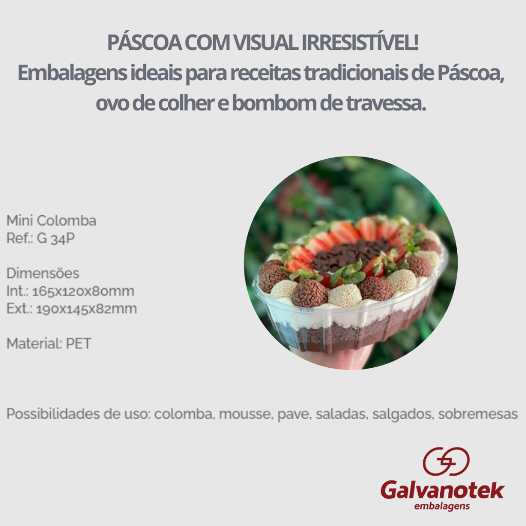 Embalagem Colomba Galvanotk G34p Pequena — imagem 2 de 2