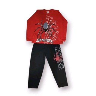 Conjunto inverno calça e camisa longa malha 100% algodão menino aranha em Oferta na Shopee