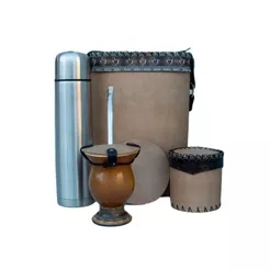 Kit chimarrão Recouro personalizado Cuia Porongo Bomba Mateira Acess e Garrafa Térmica