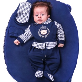 Saída de Maternidade Menino Príncipe Urso Marinho 04 Peças Confort em Oferta na Shopee