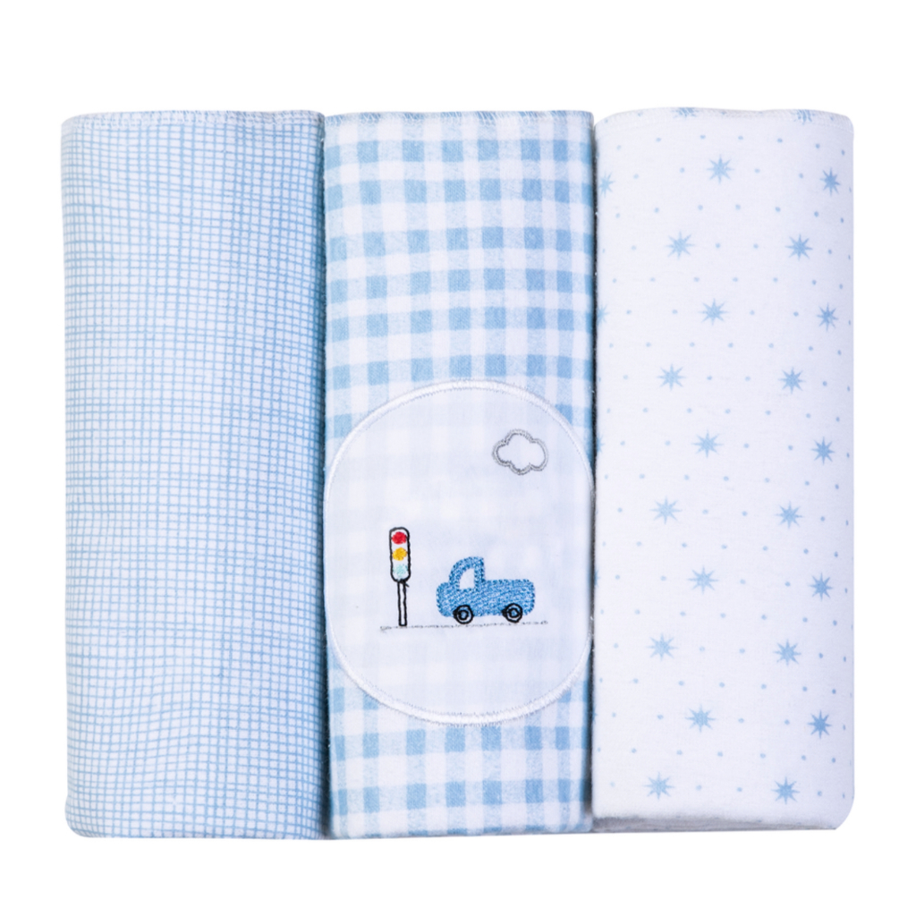 Cueiro Flanelado Bordados Papi Kit 3 Unidades Bebê