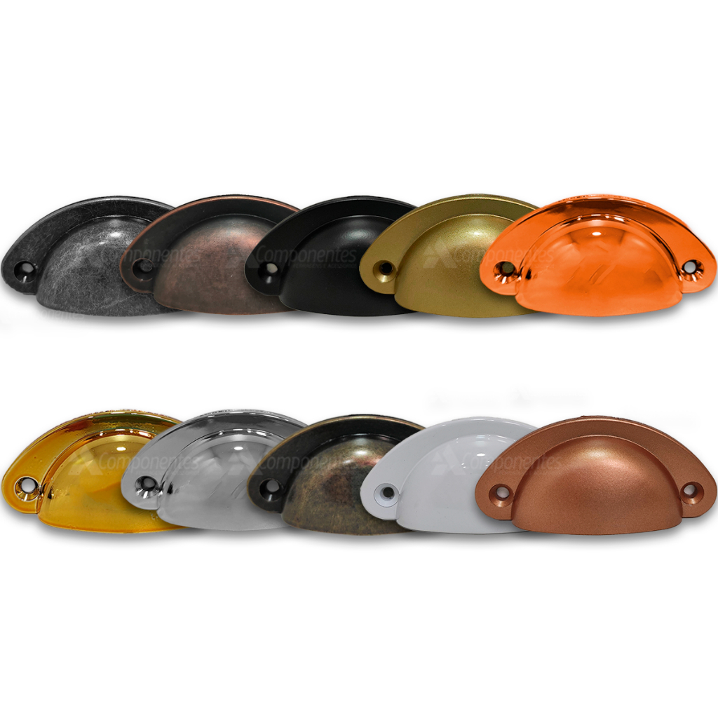 6 - Puxador Concha Colonial Para Moveis Gaveteiro Porta e Armarios  64mm Varias Cores