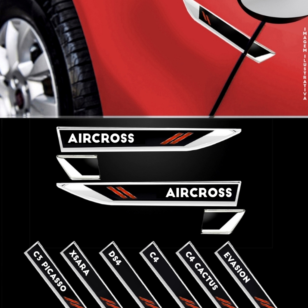 Par Adesivo Emblema Lateral Paralama Premium Porta Compativel com C2 C3 Picasso Cactus Ds4 XSara