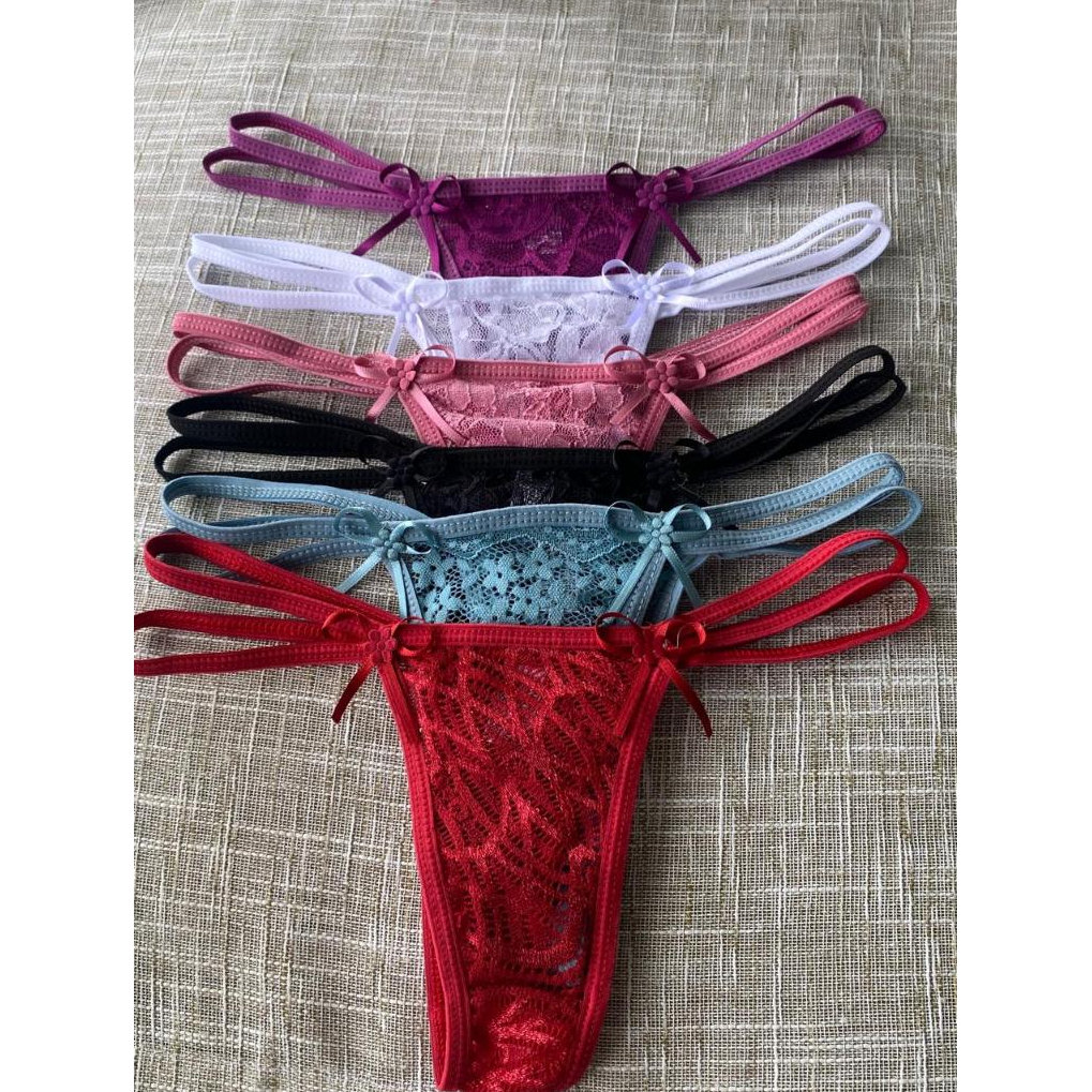 Kit 5 Calcinha Fio Dental Renda Feminina Sensual Conforto P M G GG em Oferta na Shopee