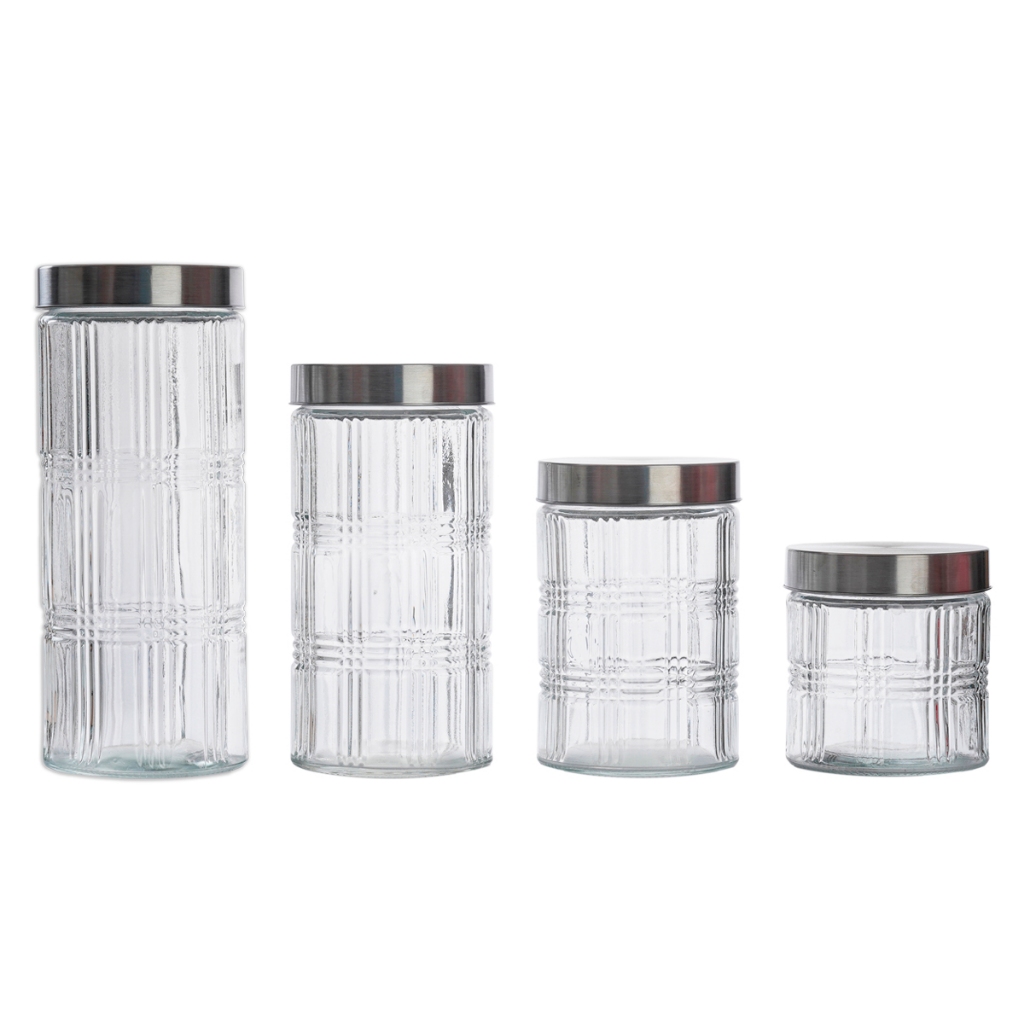 Pote de Vidro Redondo Tampa de Inox Elegance LeBianco P, M G e GG