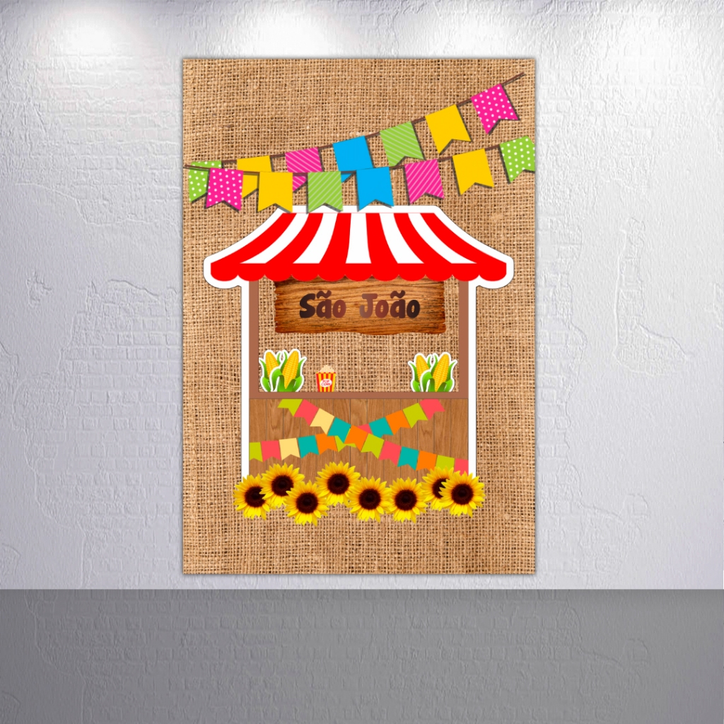 Kit Capa Painel De Festa ou Peças Avulsas Com Trio Cilindro Decoração Quadrilha São João