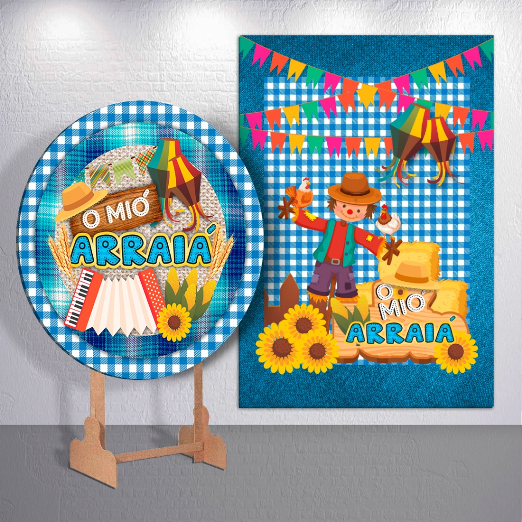 Painel Kit Capa Festa Tematica Com Trio Cilindro Ou Peças Avulsas Arraial Festa Junina