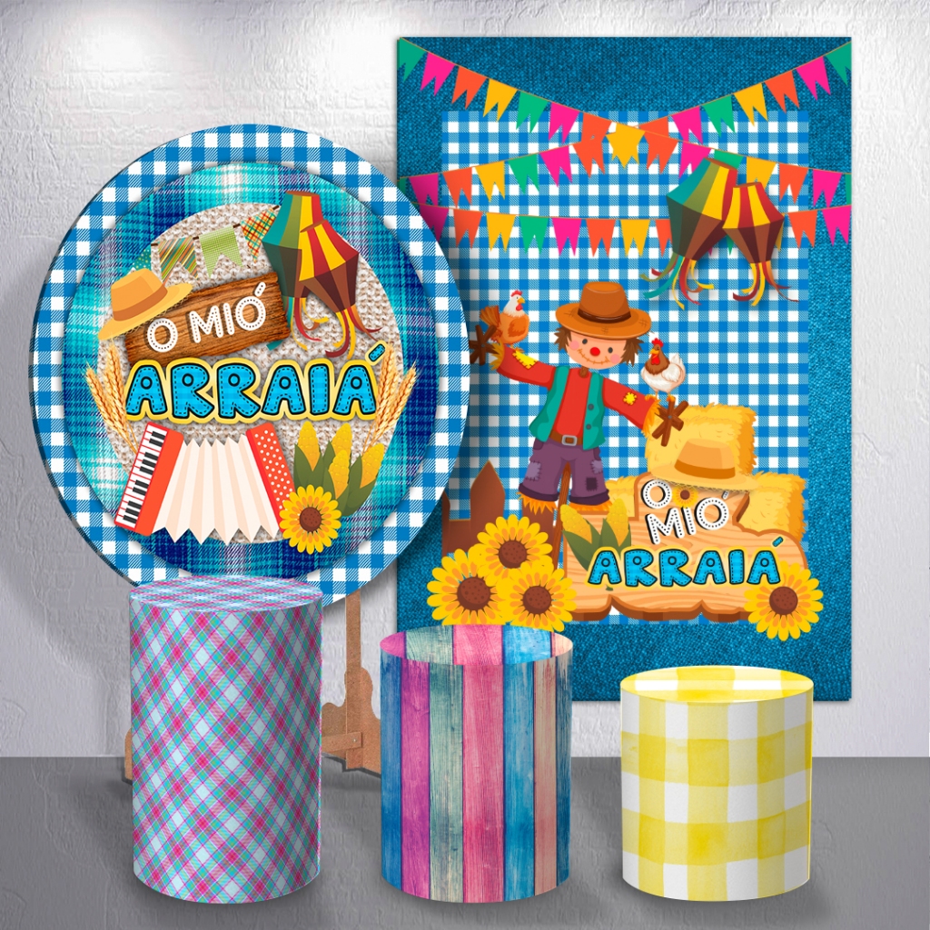 Painel Kit Capa Festa Arraial Com Trio Cilindro Ou Peças Avulsas Tematica Festa Junina