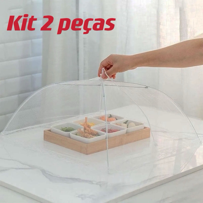 kit 2 peças Protetor Alimento Grande Tela Mosquiteiro Tule 48x48cm  Higiene e Organização Cozinha em Oferta na Shopee