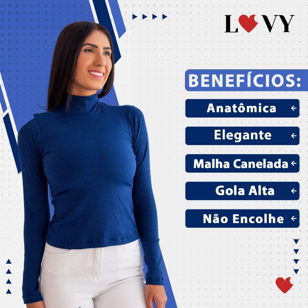 Kit 02 Blusas de Frio Inverno Estilosa e Confortável Canelado Gola Alta Manga Comprida