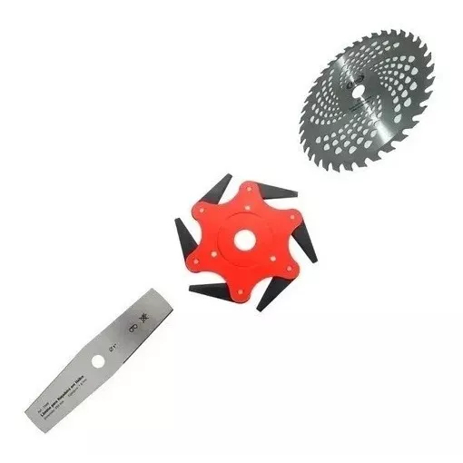 Kit Laminas Para Roçadeira Nakasaki com Lâmina 6 Pontas + Disco 80 Dentes e Facão 2 Pontas
