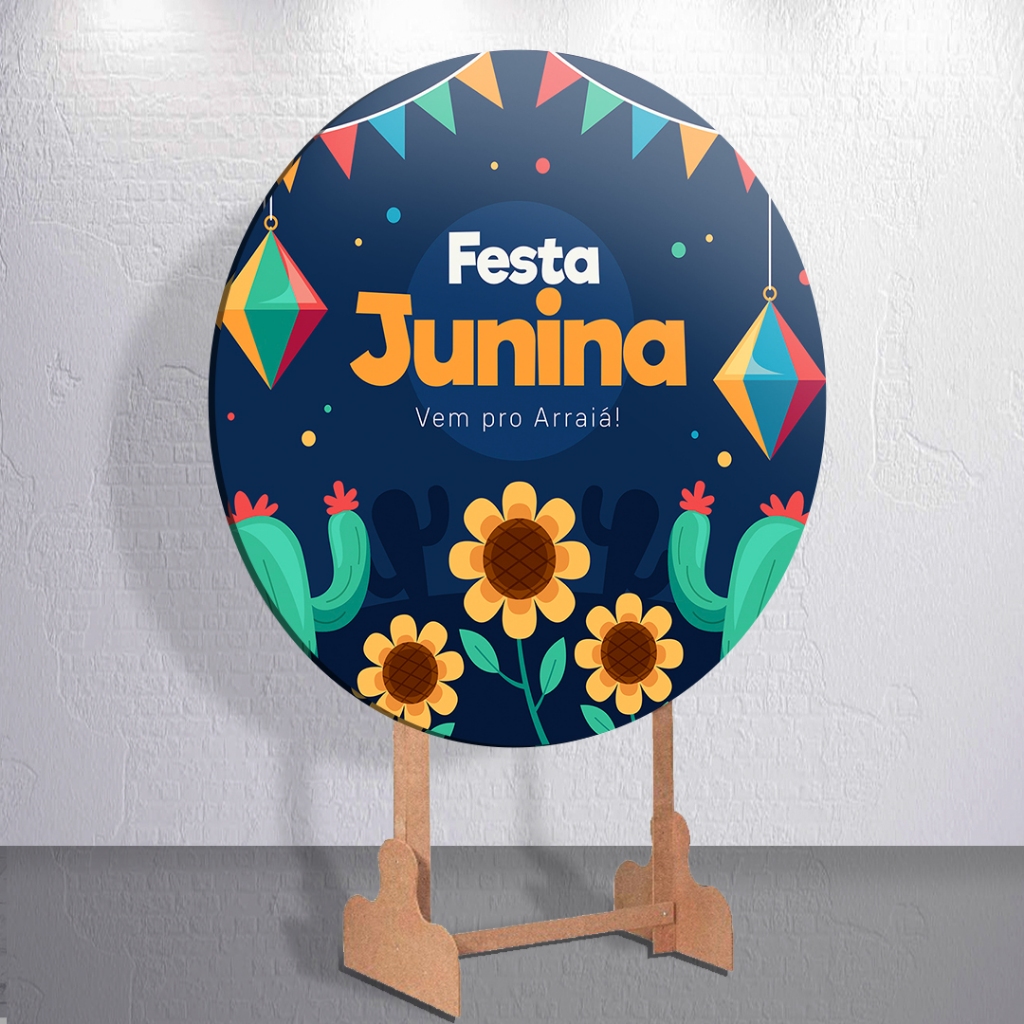 Capas Sublimadas Festa Junina Azul Arraia Painel Trio Cilindro Redondo Retângulo Decoração Infantil