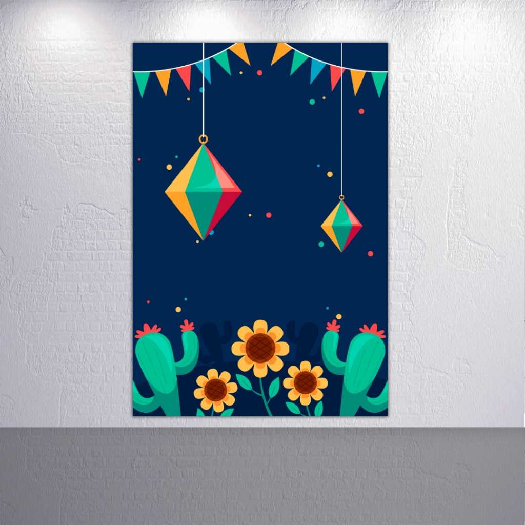 Painel Capas Azul e Trio De Cilindro Decoração Tematica Peças Avulsas ou Kit Festa Junina São João