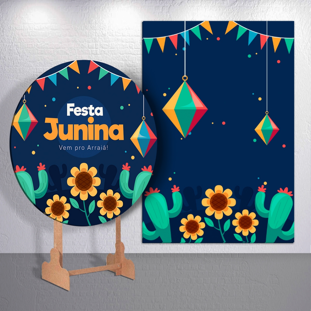 Capas Azul São João Painel e Trio De Cilindro ou Kit Festa Junina Peças Avulsas Decoração Tematica