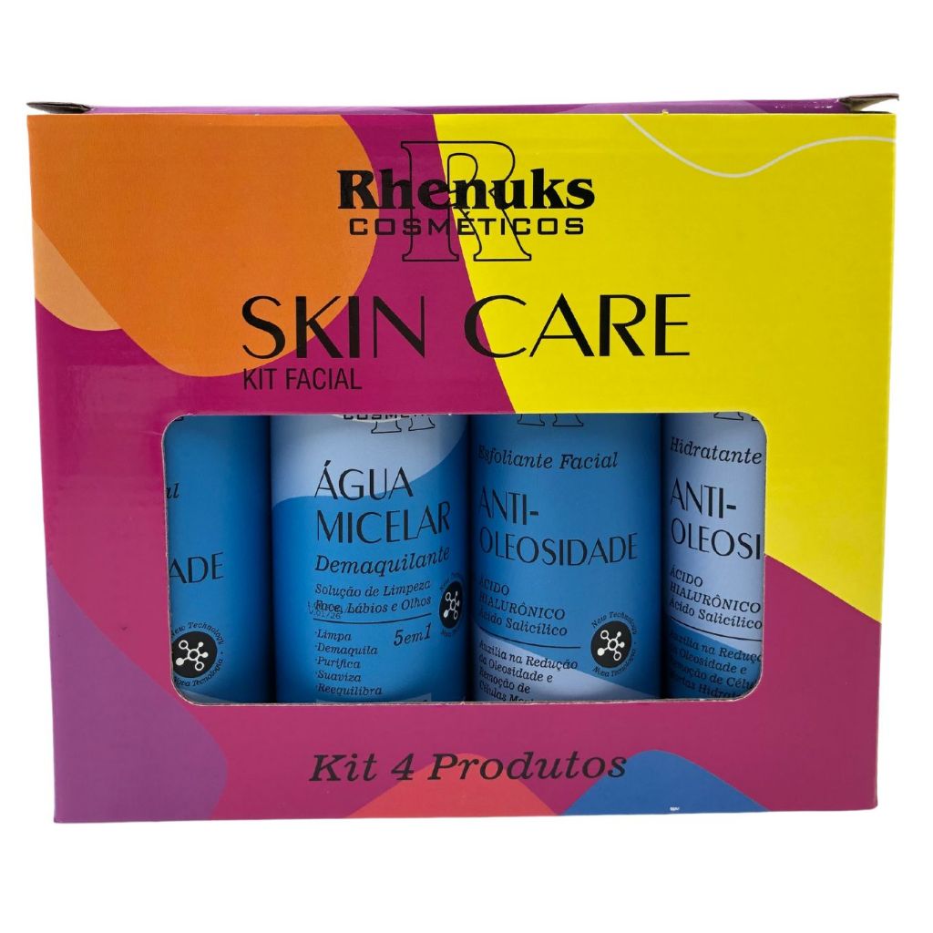 Kit Tratamento Facial Skin Care Anti Oleosidade Rhenuks 200 ml