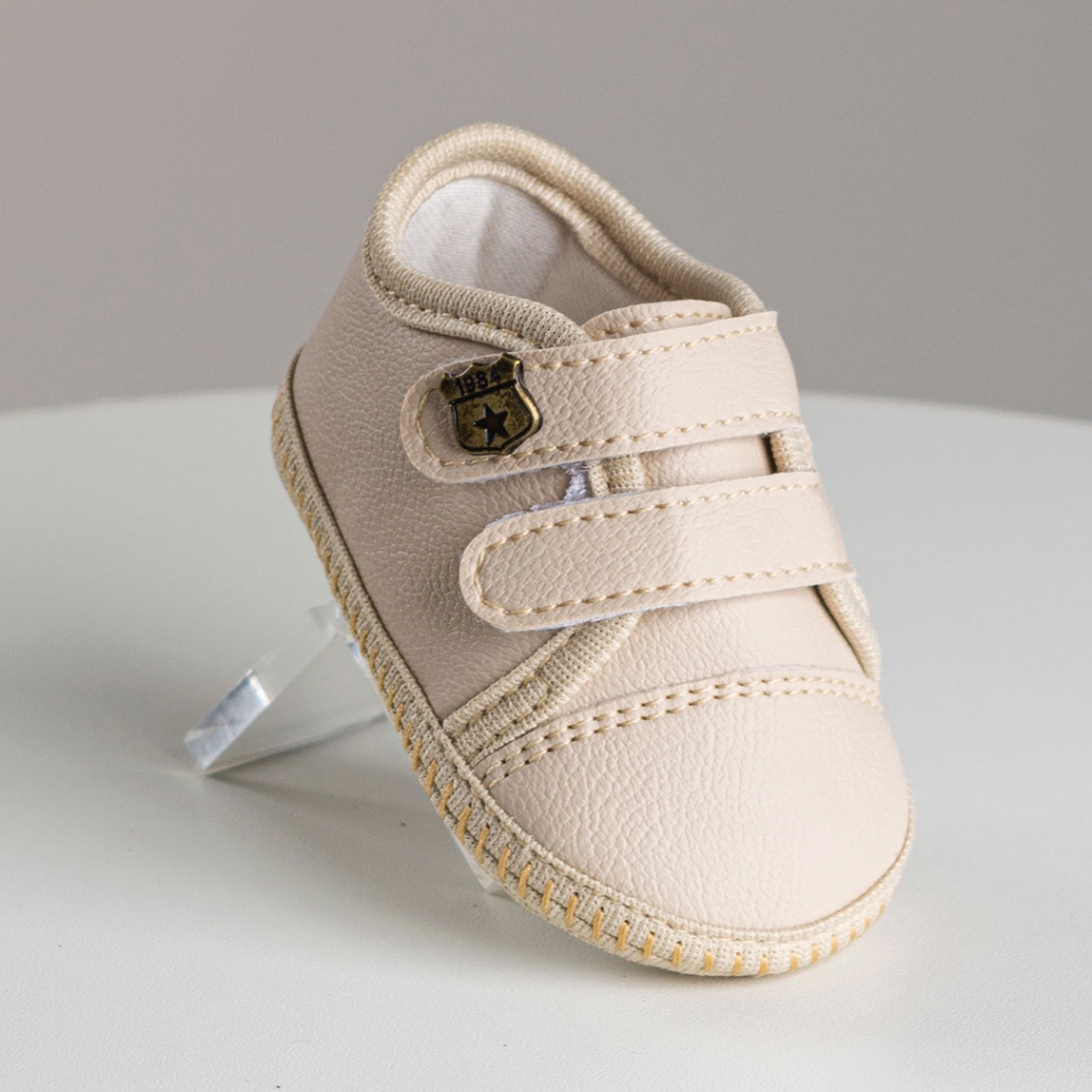 Tênis Infantil Bebê Menino Recém Nascido Casual Benne Kids Bege Marrom Preto Barato Envio ...