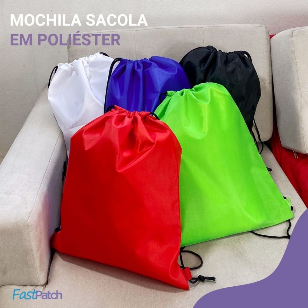 Mochila Saco Sacochila de Poliéster com cordão 40x35cm para Camping, Ciclismo, Futebol, Academia