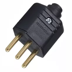 Plug Macho 2P+T 10A 250V 3 Pinos Preto Margirius