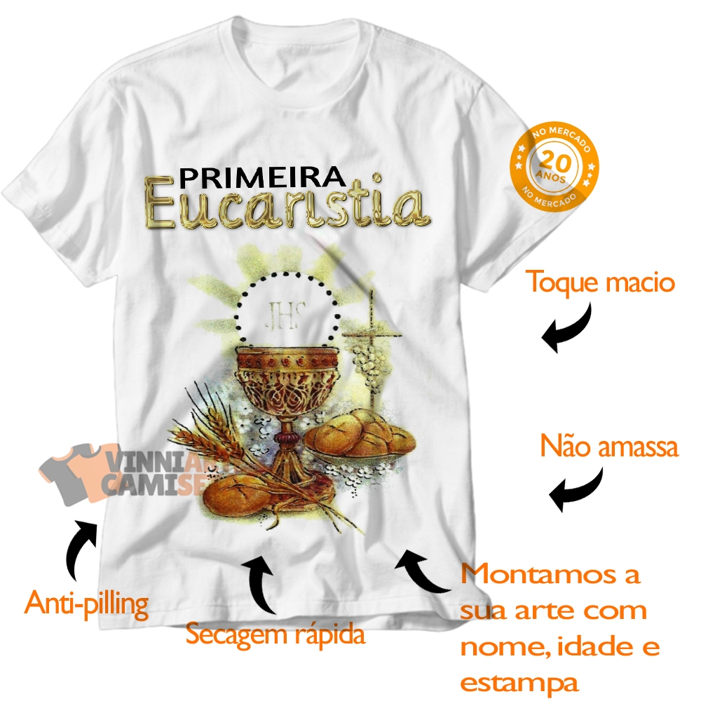 Camiseta blusa masculina ou Feminina 1a primeira Eucaristia religiosa em Oferta na Shopee