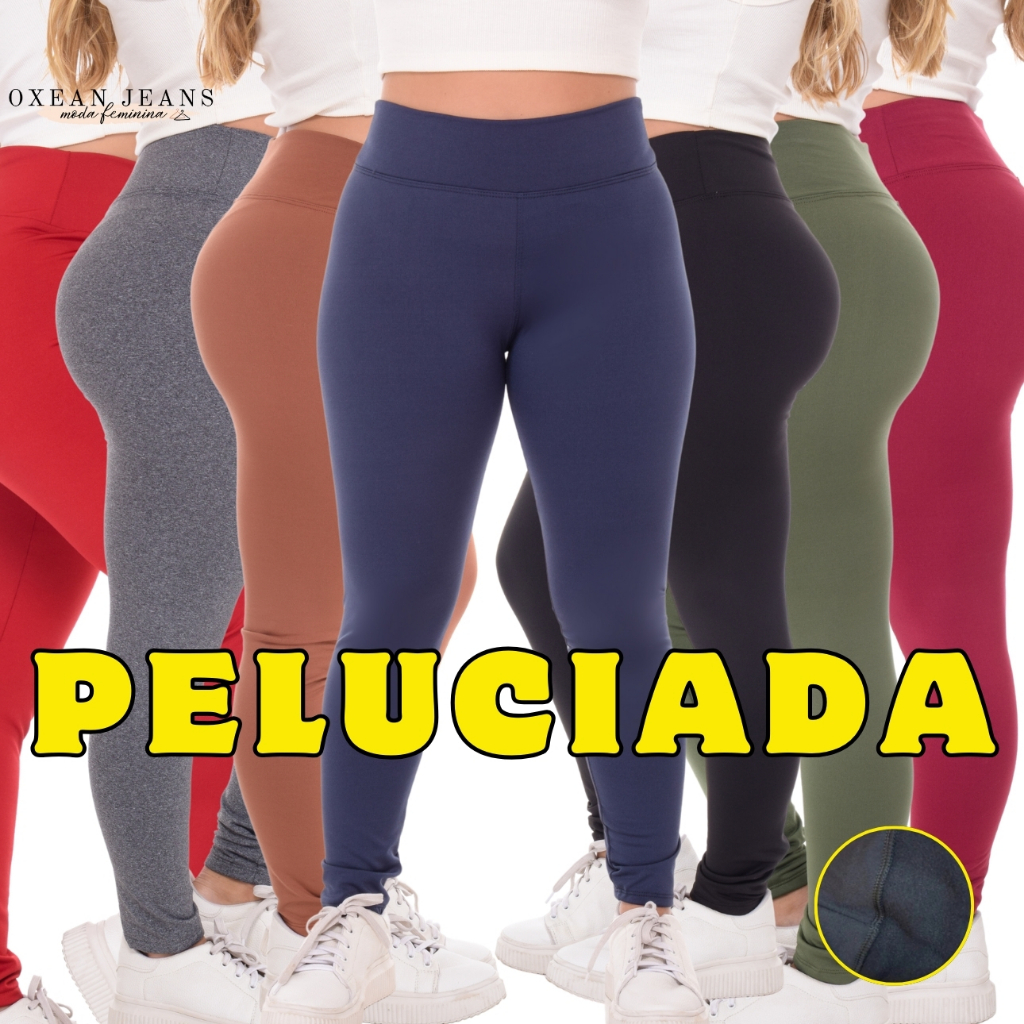 Legging Flanelada Grossa Calça Leg Peluciada Forrada Por Dentro Costura Reforçada Térmica