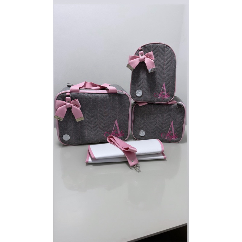 Bolsa maternidade personalizada 4 peças , kits de bolsa jeans