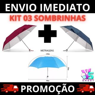 Kit 03 Sombrinhas Guarda Chuva Dupla Face Colorida Liso Proteção contra Raios UV Contra Vento em Oferta na Shopee