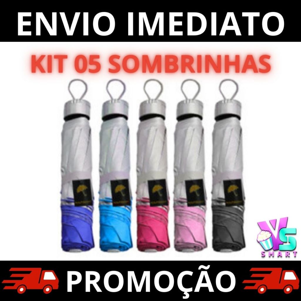 Kit 05 Sombrinhas Guarda Chuva Dupla Face Colorida Liso Proteção contra Raios UV Contra Vento em Oferta na Shopee