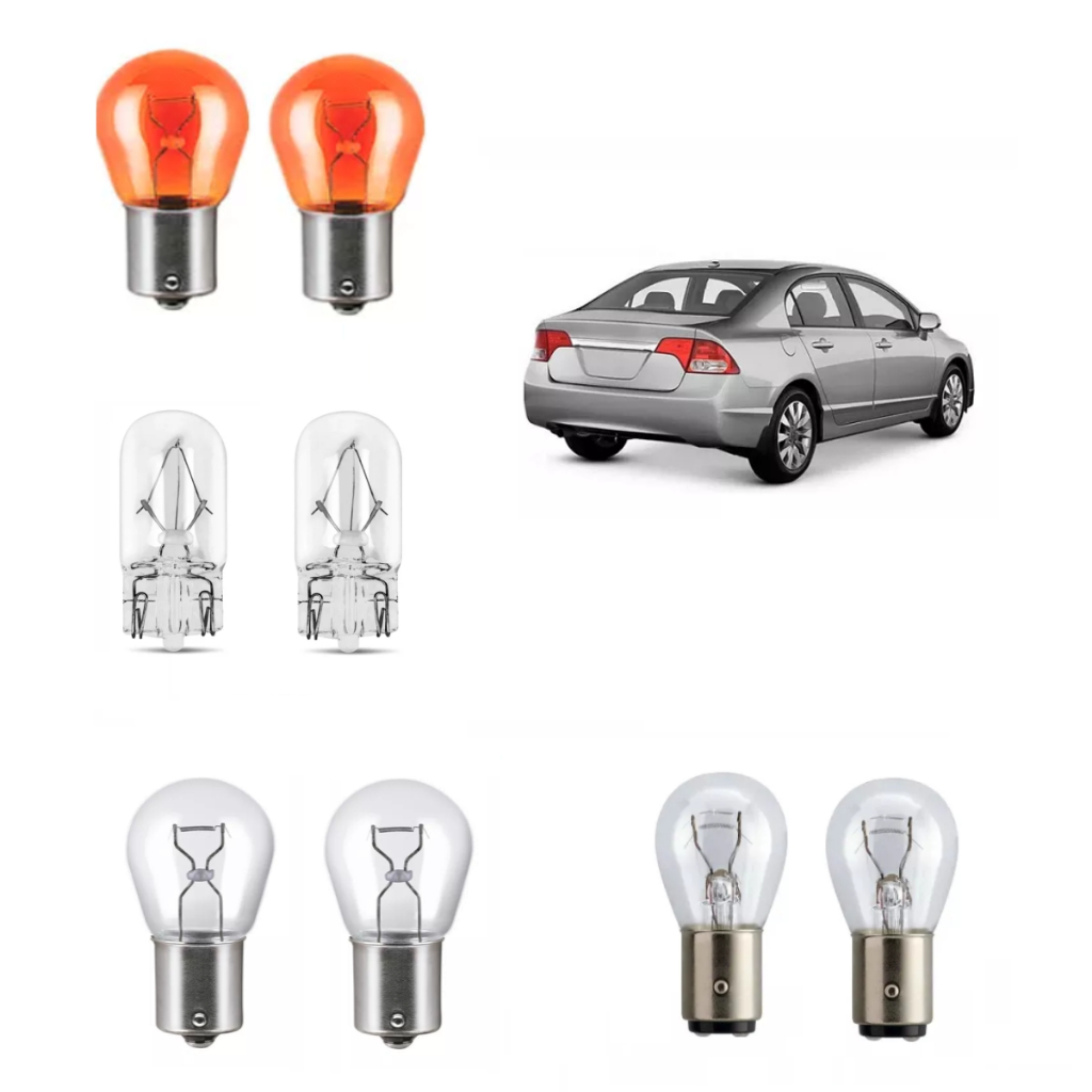 Jogo Lampada Lanterna Traseira Ré Seta New Civic 2007 A 2011