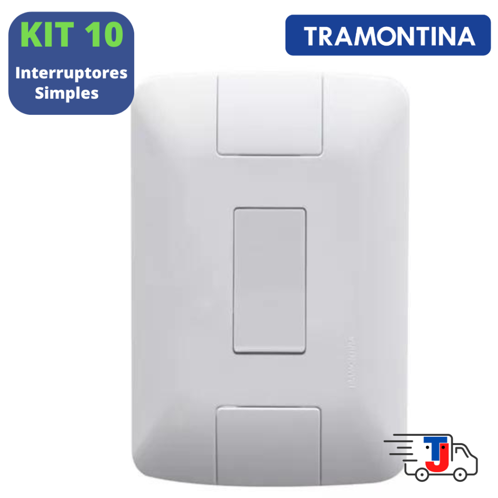KIT C/ 10 Interruptores Simples c/Placa Tramontina  4x2 - Linha Aria