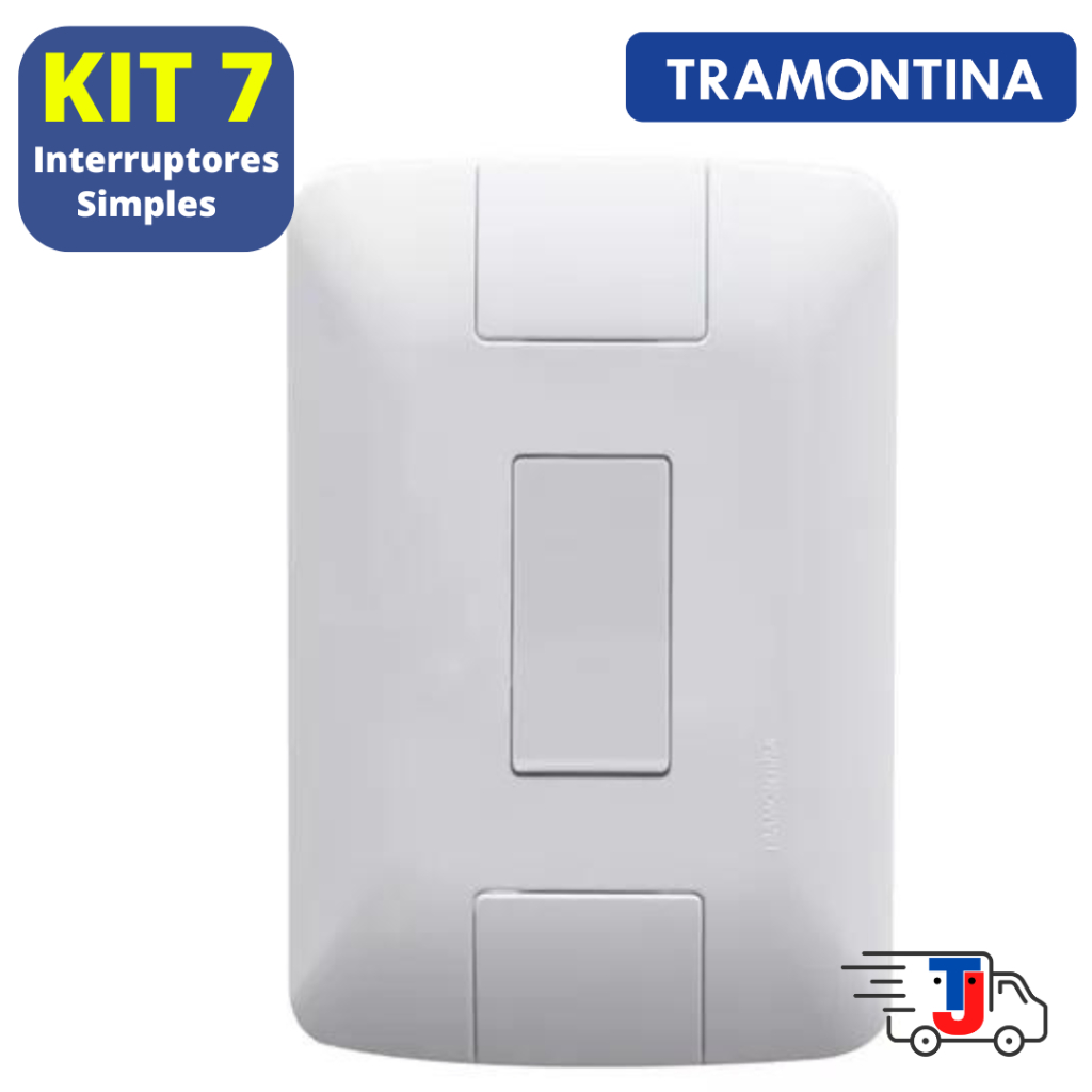 KIT C/ 07 Interruptores Simples c/Placa Tramontina  4x2 - Linha Aria em Oferta na Shopee