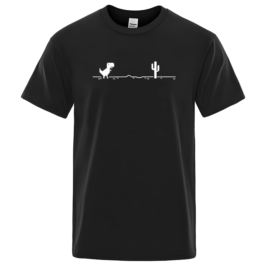 Camiseta masculina, estampa dinossauro, cacto, tops engraçados, camiseta casual, streetwear, básica