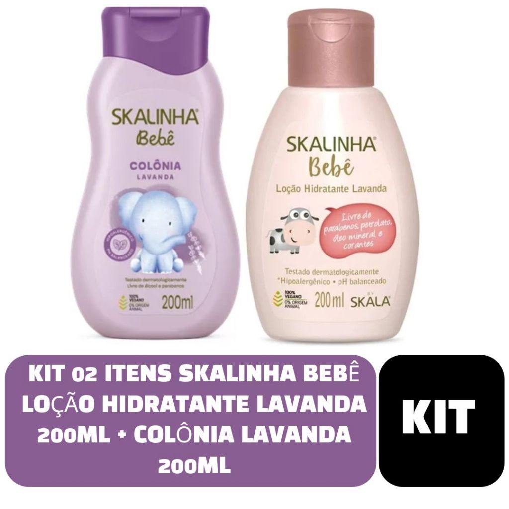 Kit 02 Itens Skalinha Bebê Loção Hidratante Lavanda 200ml + Colônia Lavanda 200ml