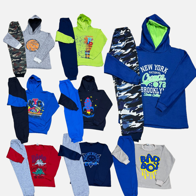 03 Conjuntos de moletom infantil masculino 6 peças = 3 moletons(1 C/Capuz e 2 S/Capuz)  + 3 calças