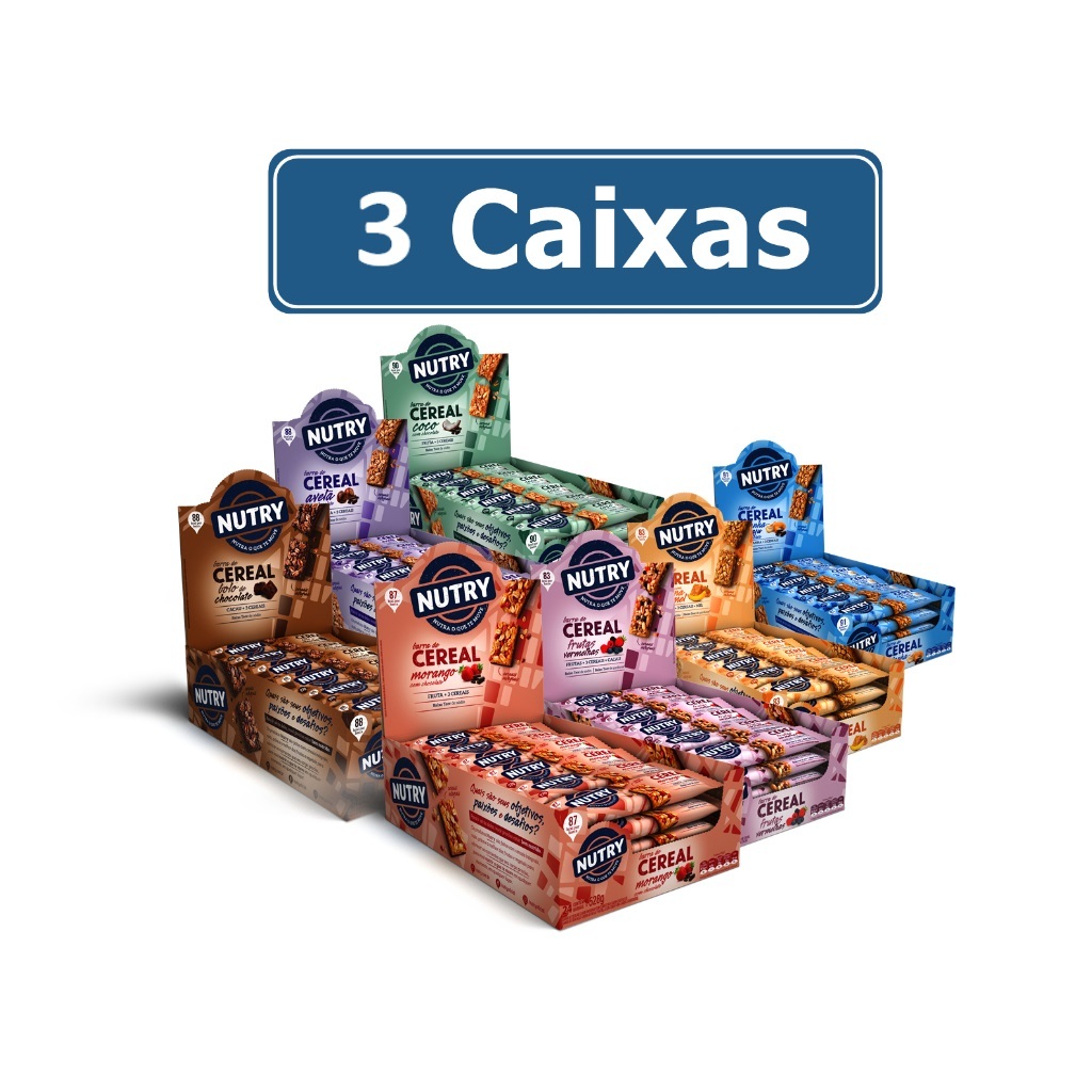 Kit 3 Barra de Cereais Cada Caixa C/24 Unidades - Nutry em Oferta na Shopee